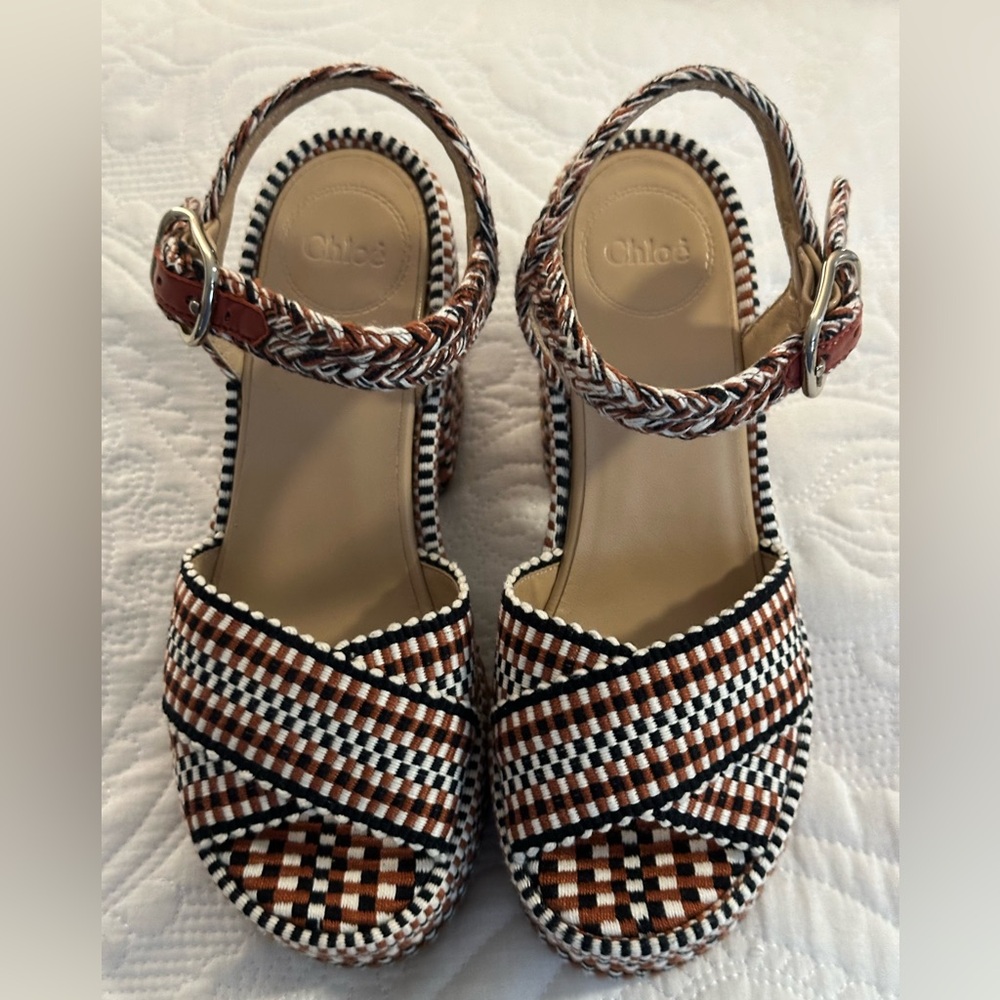 Chloe Odina Braided-Straps Cotton Platform Sandals - Picture 4 of 16